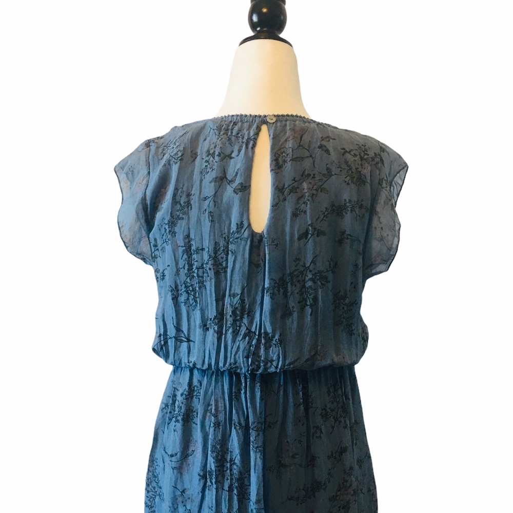 GIULIA 100% Silk Made in Italy Blue Boho Dress L - Picture 6 of 11